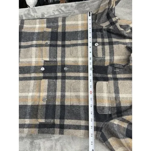 NN 07 Eddard Plaid Button-up Wool Blend Shirt Jacket Italian fabric L